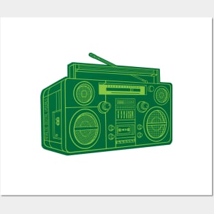 Boombox (Yellow Green Lines + Cadmium Green Drop Shadow) Analog / Music Posters and Art